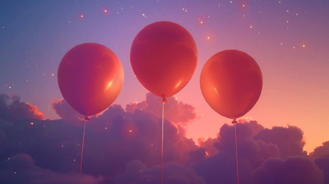 空中的彩色氢气球背景图片