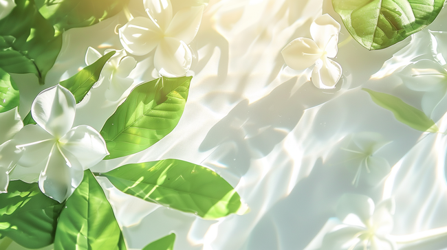 水中绿叶小清新装饰背景图片