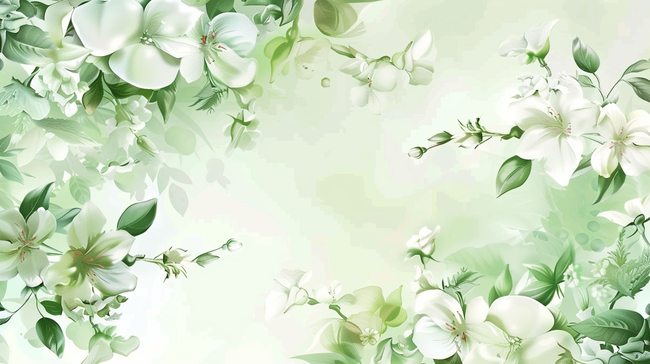 绿色淡雅植物花朵装饰背景图片