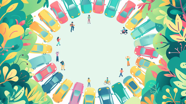 汽车人群环形合成创意素材背景图片