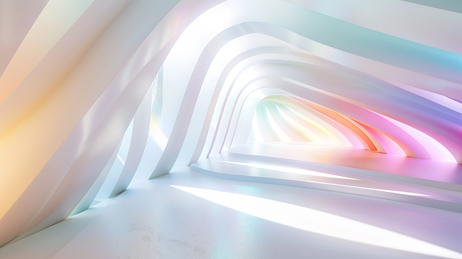 白色空间隧道阳光照射彩光的背景图片