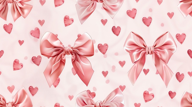 蝴蝶结和心形浅粉色设计图图片
