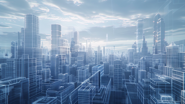 未来科技感城市模型背景图片