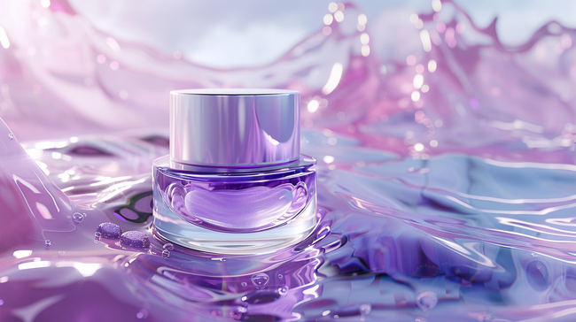 紫色浪漫瓶装护肤品的背景图片