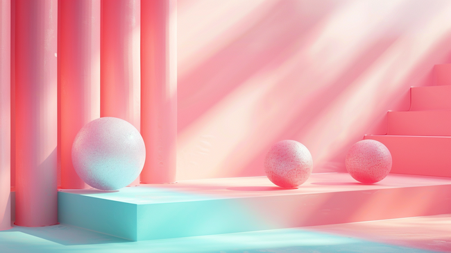 粉色场景圆球棒棒糖甜品的背景图片