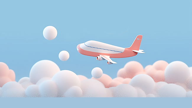 六一儿童节3D卡通白云和飞机背景图图片