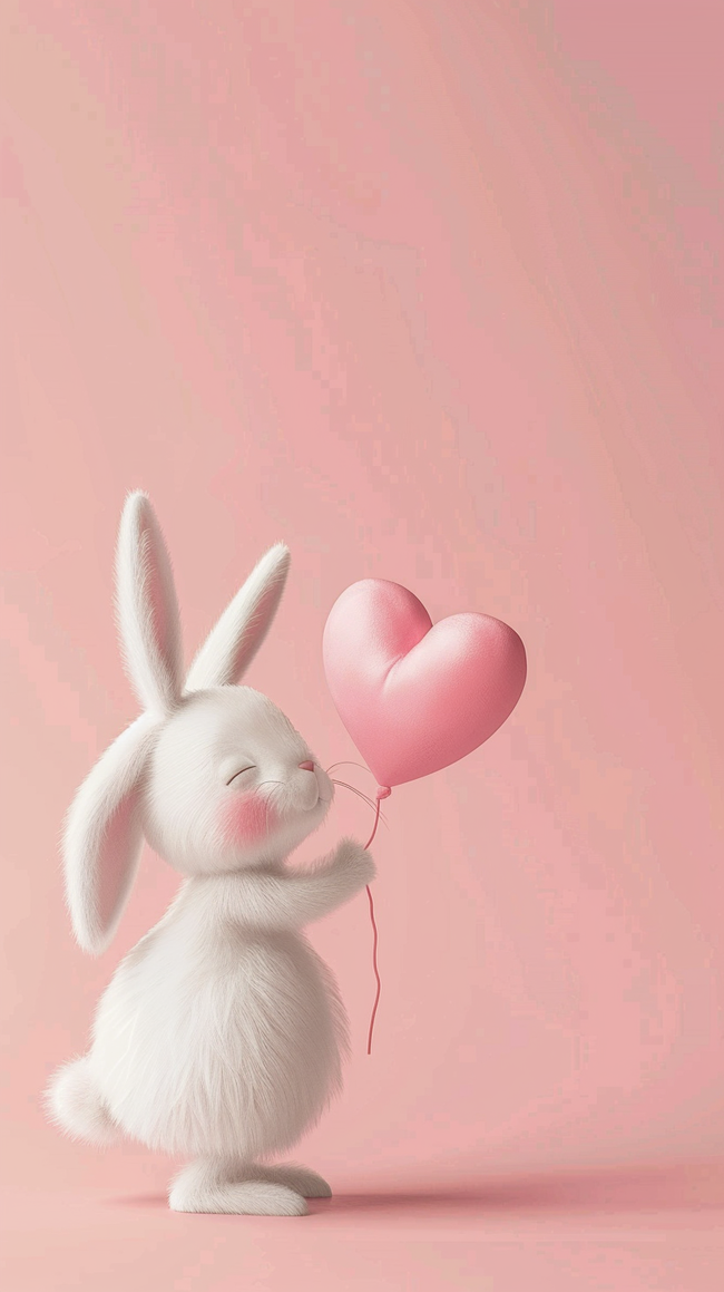 520可爱小兔子和爱心素材图片