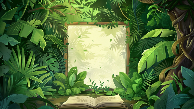 唯美绿色树叶森林书本影布的背景图片