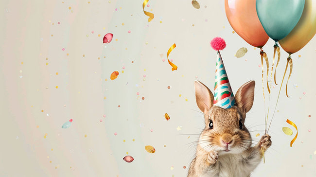 动物气球生日合成创意素材背景图片
