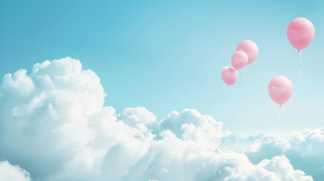 六一儿童节梦幻云朵粉彩气球背景图片