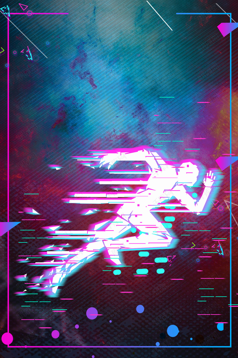 故障风马拉松运动海报背景图片免费下载_广告