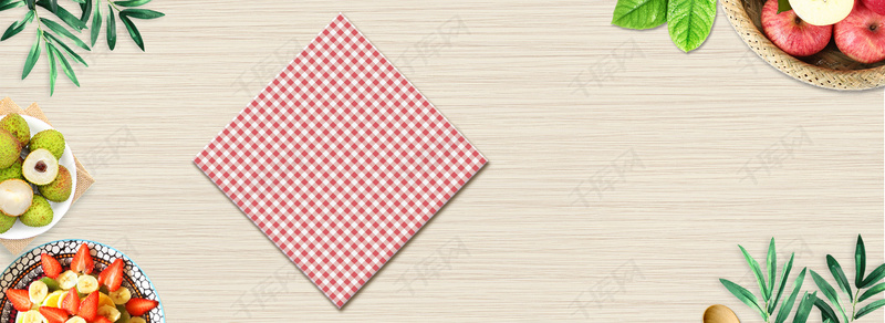 炊桌布可口水果美食banner背景图片免费下载_
