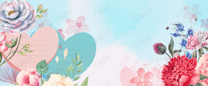 唯美鲜花女生节小清新蓝色背景图片免费下载_