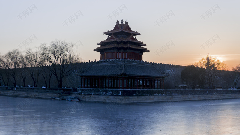 北京天安门故宫紫禁城皇家角楼护城河风景背景
