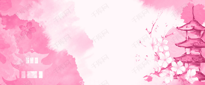 唯美浪漫古风粉色樱花节背景图片免费下载_海