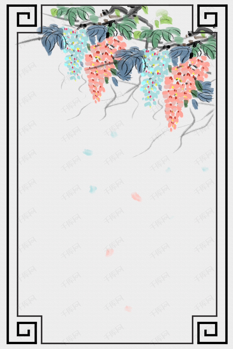 简约古典花朵装饰边框背景图片免费下载_广告