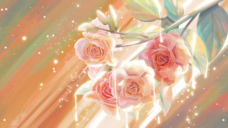 淡玫瑰花束海报模板_发光的花朵合集之玫瑰花