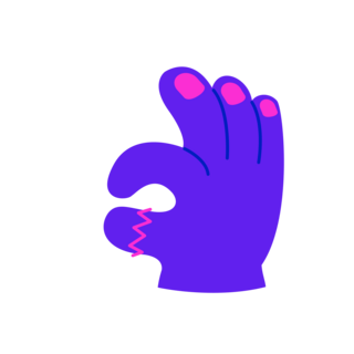 e字个性海报模板_撞色扁平紫色个性ok同意手势