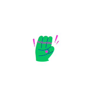 五指山手势海报模板_撞色扁平绿色个性发誓手势