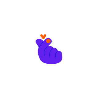 心扁平海报模板_撞色扁平紫色个性比心手势