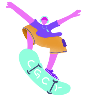 潮流街舞滑板人物插画