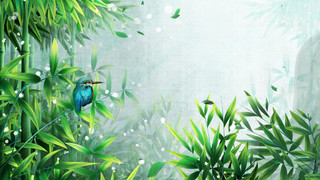 谷雨中国风海报模板_谷雨二十四节气竹林中国风工笔画