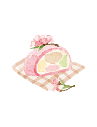 水彩水面海报模板_春天水彩樱花系列甜点美食