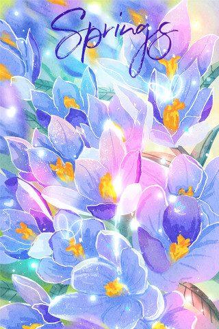 小灯泡发光海报模板_春天浪漫治愈系发光花卉植物花朵