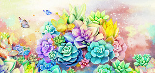 冬季的温馨唯美海报模板_春天水彩植物多肉花卉唯美插画