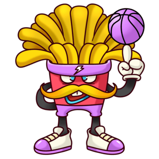 篮球决赛海报模板_潮流篮球薯条怪人元素