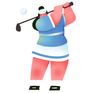 女生头发海报模板_夸张运动人物体育竞技高尔夫球比赛