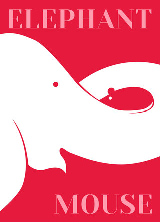 动物与房子海报模板_简约风动物大象象牙平面海报设计