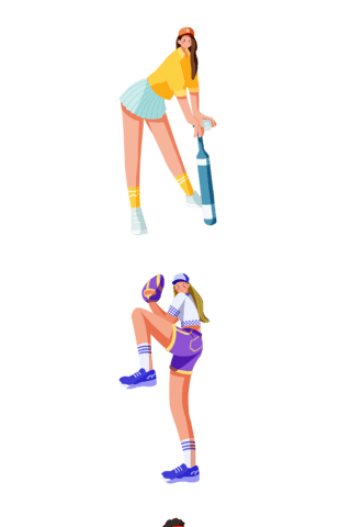 网球冬令营海报模板_扁平夸张运动体育男女人物插画元素