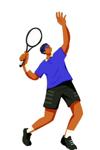 扁平夸张运动体育男运动员网球插画元素