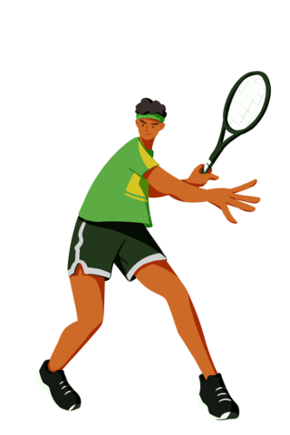 网球单打海报模板_扁平夸张运动体育男运动员网球插画元素