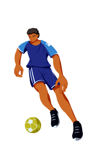 扁平夸张运动体育男运动员足球插画元素