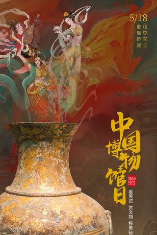 文物画册海报模板_中国博物馆日海报中国传统文化文物历史