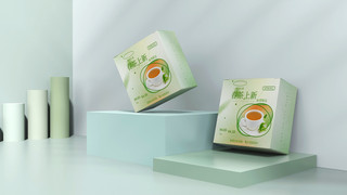 扑克包装矢量素材海报模板_绿色茶叶新茶简约包装样机
