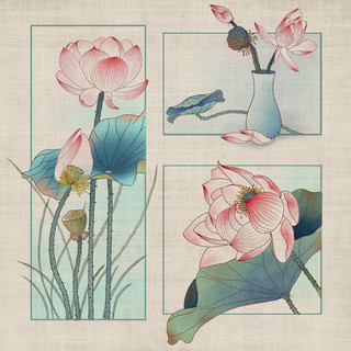花卉市场海报模板_夏天夏季中国风国画荷花荷叶花卉水墨