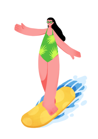 讨论男女海报模板_夏季夸张运动人物冲浪水上运动