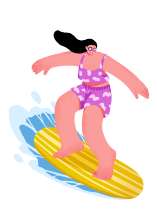 夏季夸张运动人物夏天冲浪水上运动
