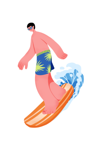 夏季水上海报模板_夏季夸张运动人物冲浪男子水上运动夏天