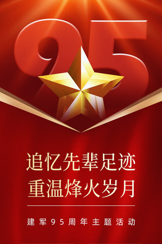 八一建军节95周年红色喜庆党政风宣传海报