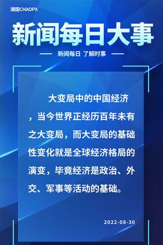 新闻每日大事平面海报设计蓝色资讯热点播报语录