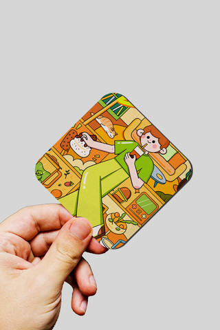 小卡片波浪海报模板_美食奶茶方形卡片样机