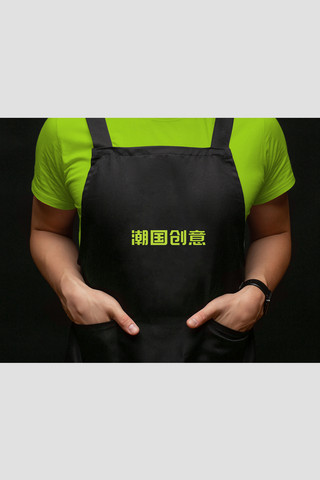 江南古镇高清图海报模板_餐饮用品餐厅围裙样机展示