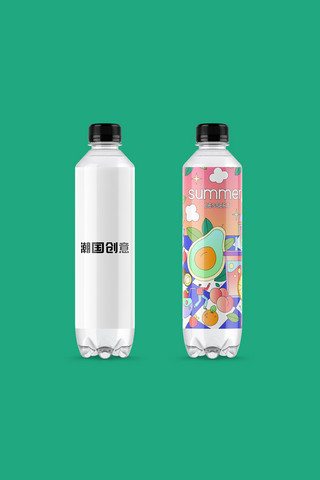 饮料碳酸海报模板_纯净水瓶饮料瓶样机展示