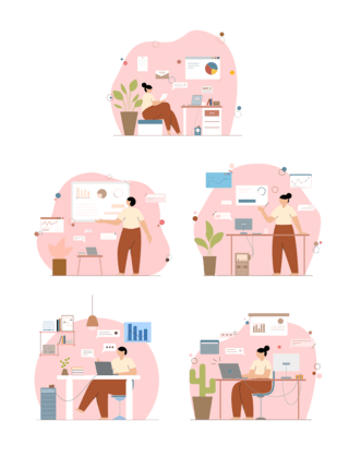 粉色商务AI人物元素套图