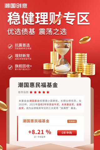 金融理财基金推荐宣传海报投资红色股票