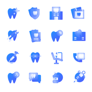 蓝色医疗牙医玻璃图标icon